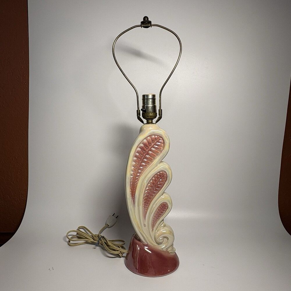 Vintage 1960’s MCM Pink Ceramic Electric Table Lamp  Works